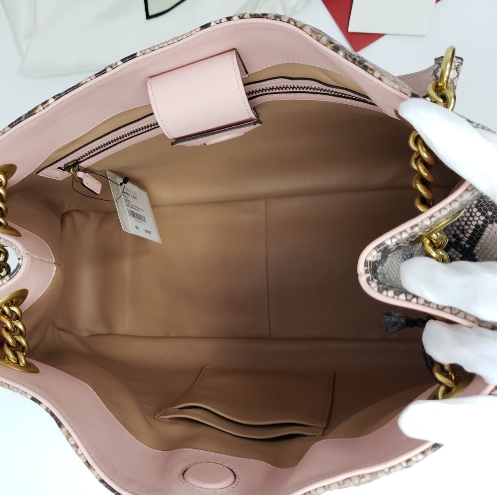 New Retail $3,990 Gucci Marmont Nude Python Tote - Picture 5 of 8